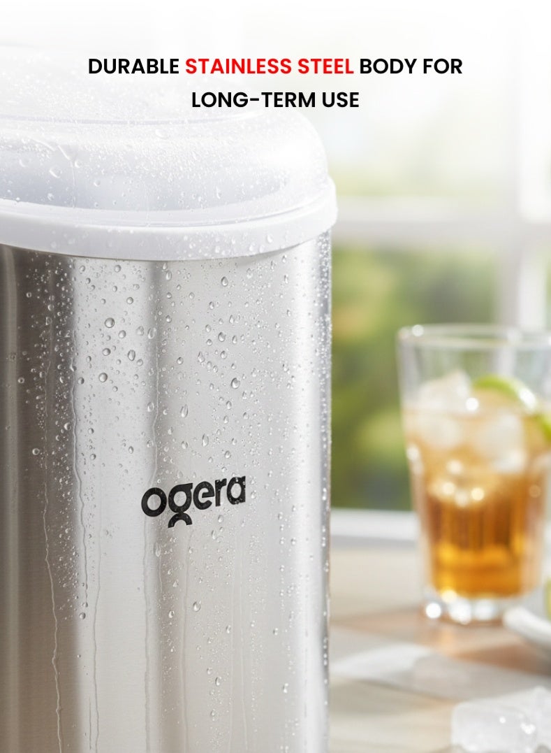Ogera Countertop Ice Maker 12KG/24H, Portable Ice Machine with Handle, 9 Ice Cubes in 6 Minutes, Self-Cleaning, Stainless Steel Body, Includes Scoop & Basket, Compact Ice Maker for Home Kitchen Office Majlis Party, OG140IM, 2 Year Warranty - Image 3